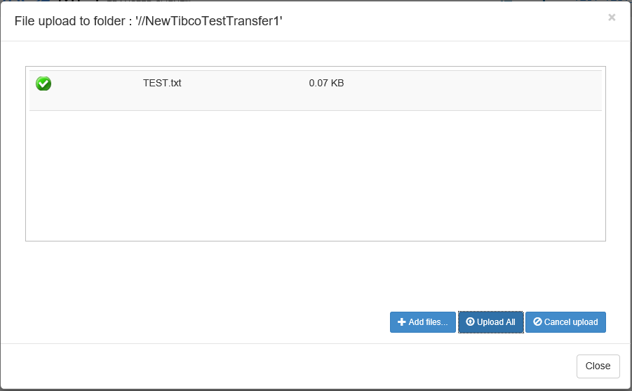 SEFT file upload - green tick