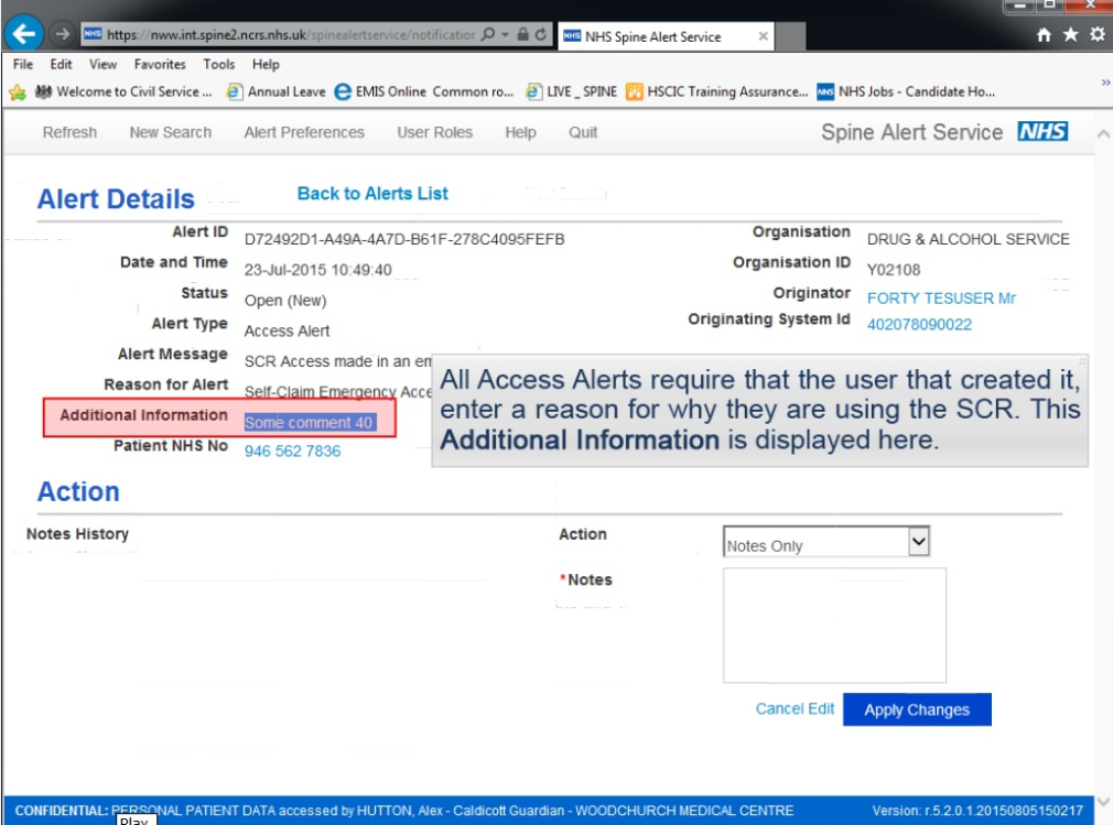 Alert details page