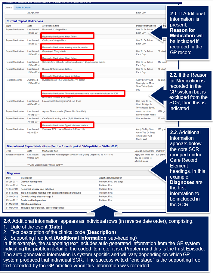 Viewing Additional Information in the core SCR