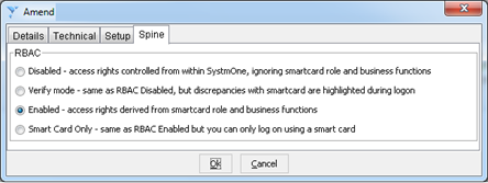 SPINE enabled access rights derived from smartcard role and business functions