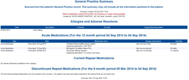 General practice summary