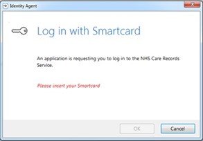 Log in with smart card screen