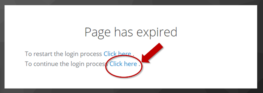 Session expiry pop-up - select option to continue process
