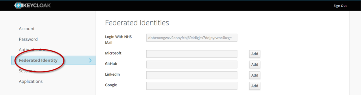 Select Federated Identity to add another identity provider