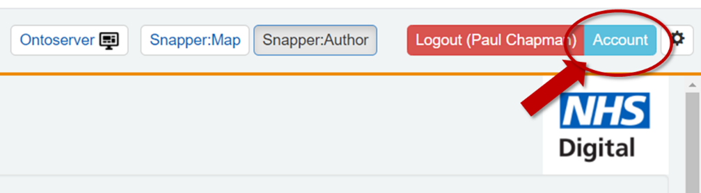 Snapper - click account button to update your personal details