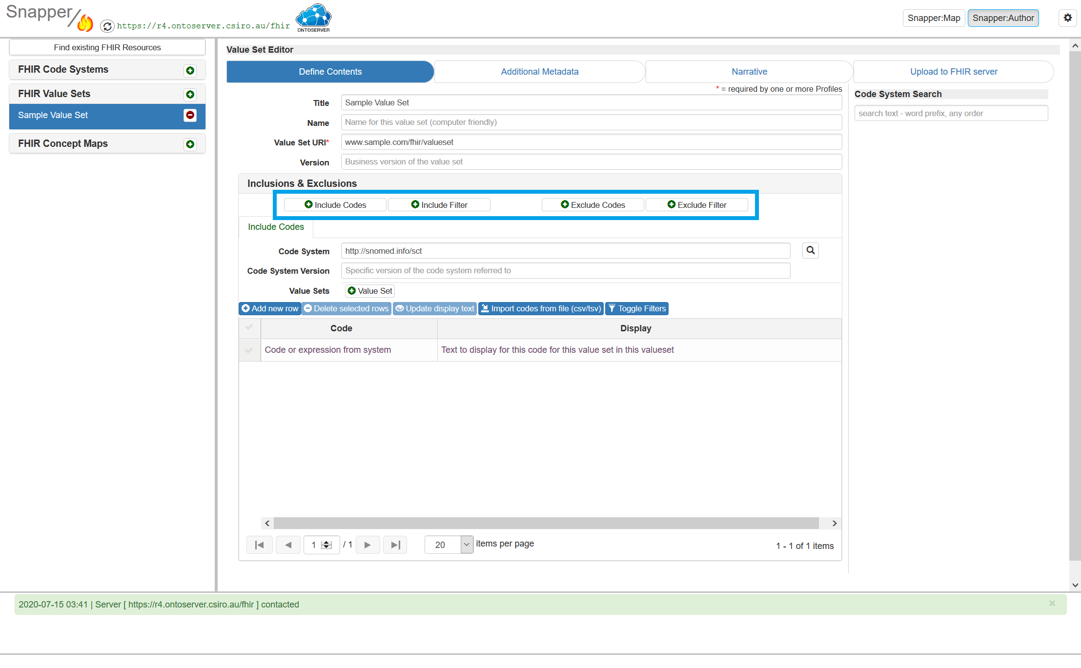 Create a new include or exclude parameter screen.