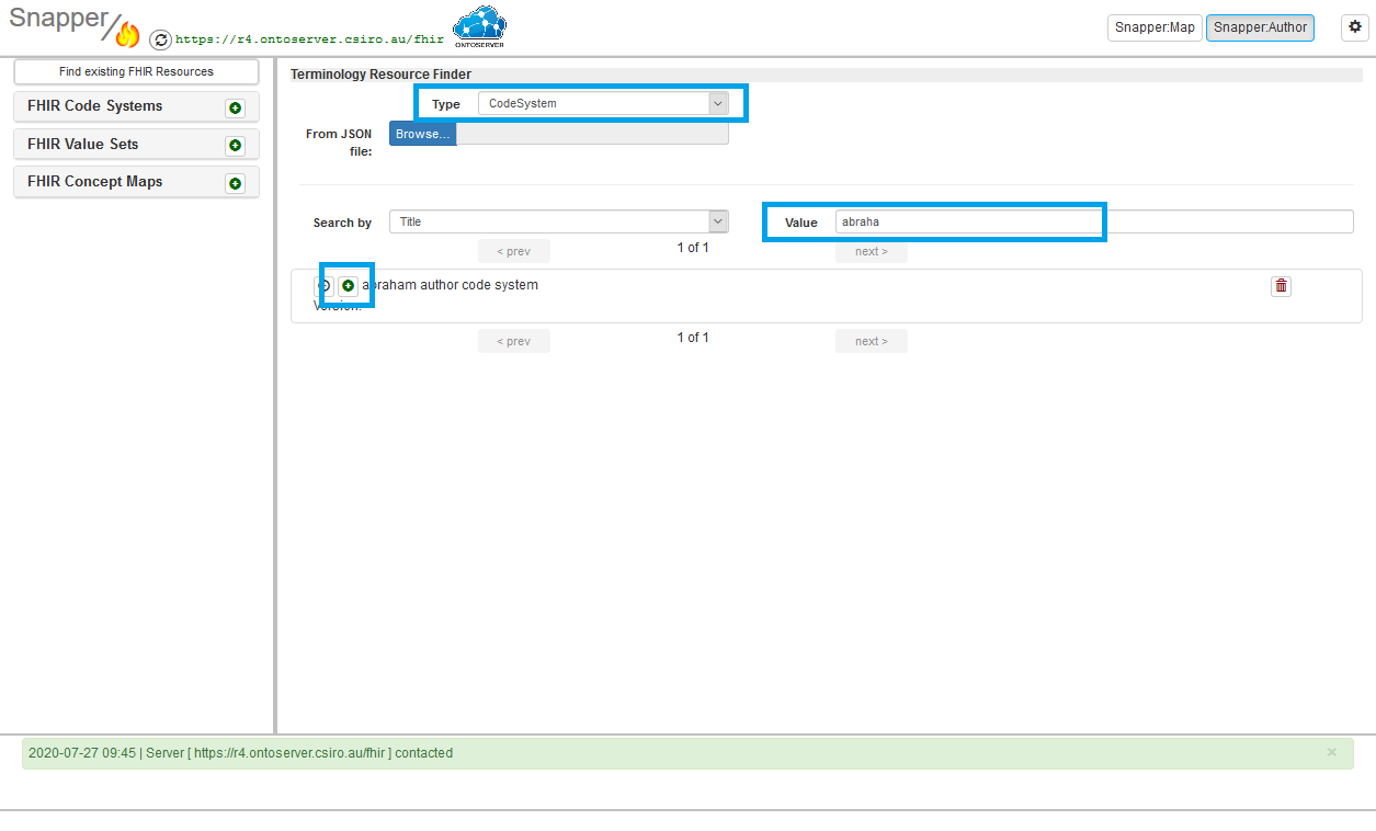 Upload to FIHR server tab image