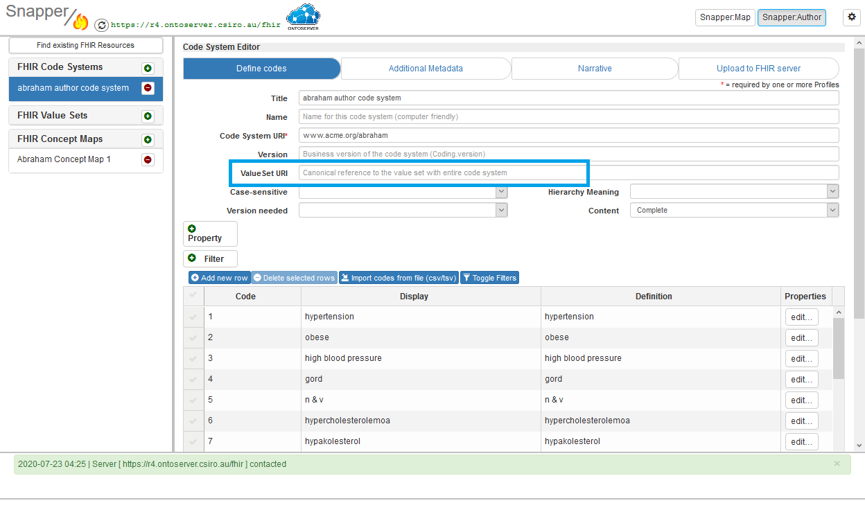 Define contents tab screen