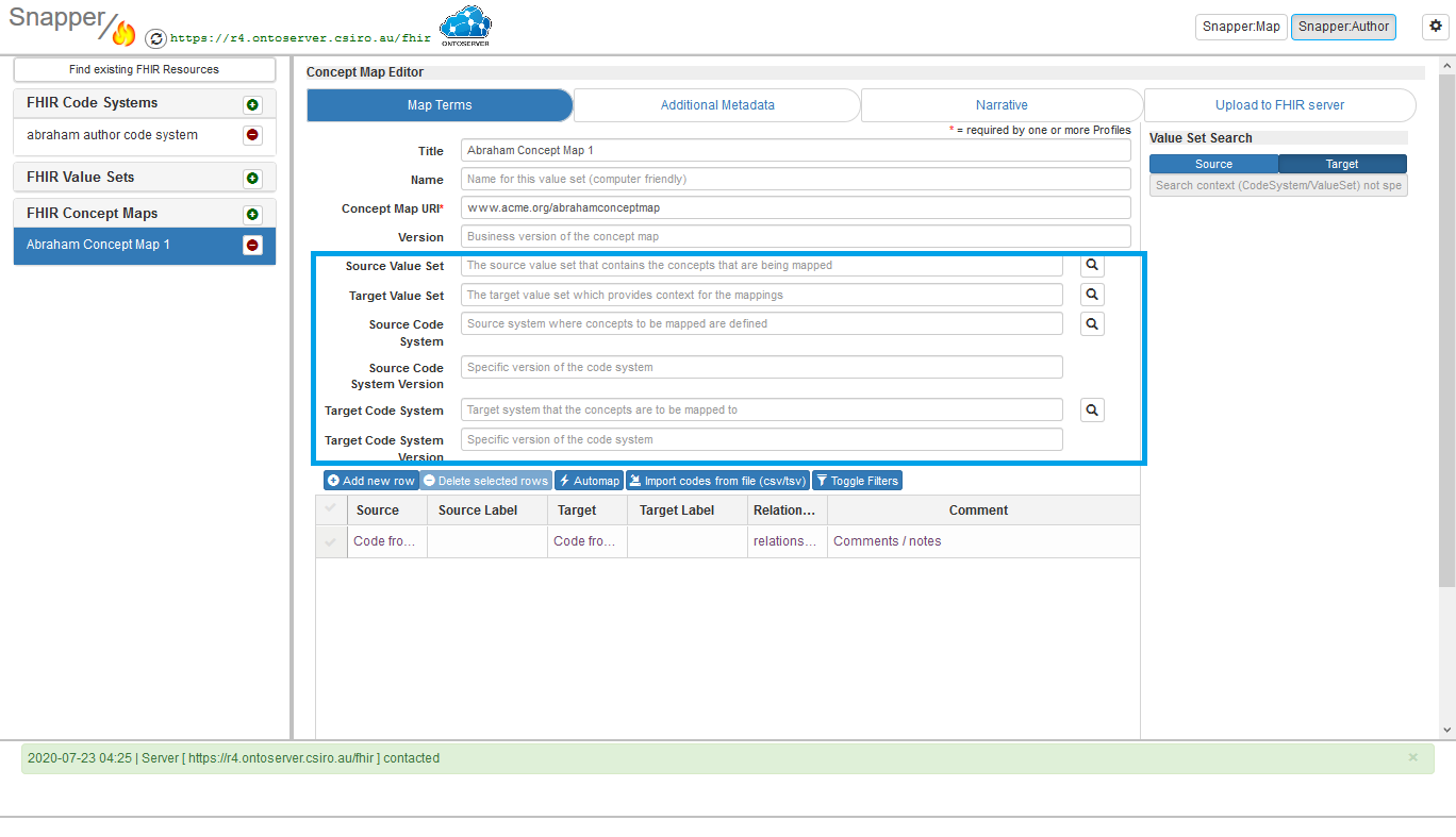 Screen shot of Snapper tool with source code system highlighted.