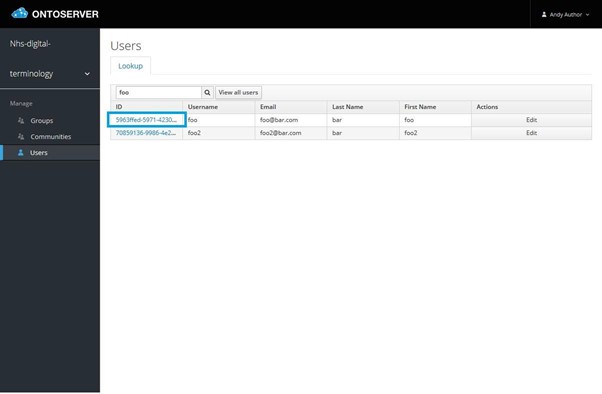 Administration console user look-up