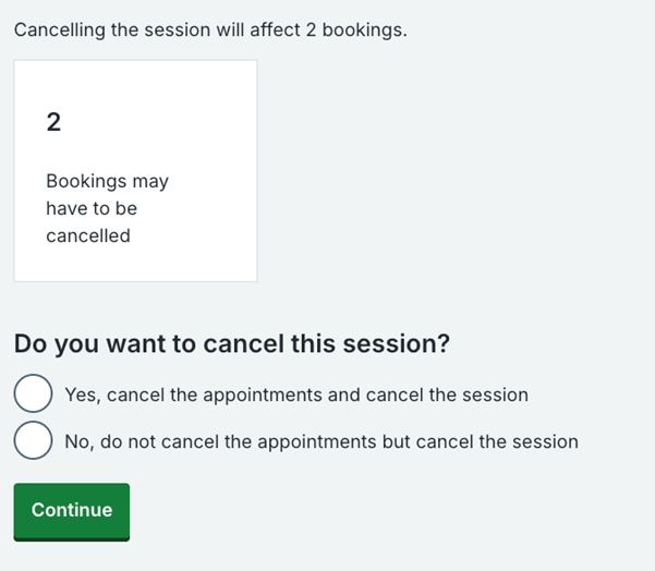 Second Cancel the session prompt