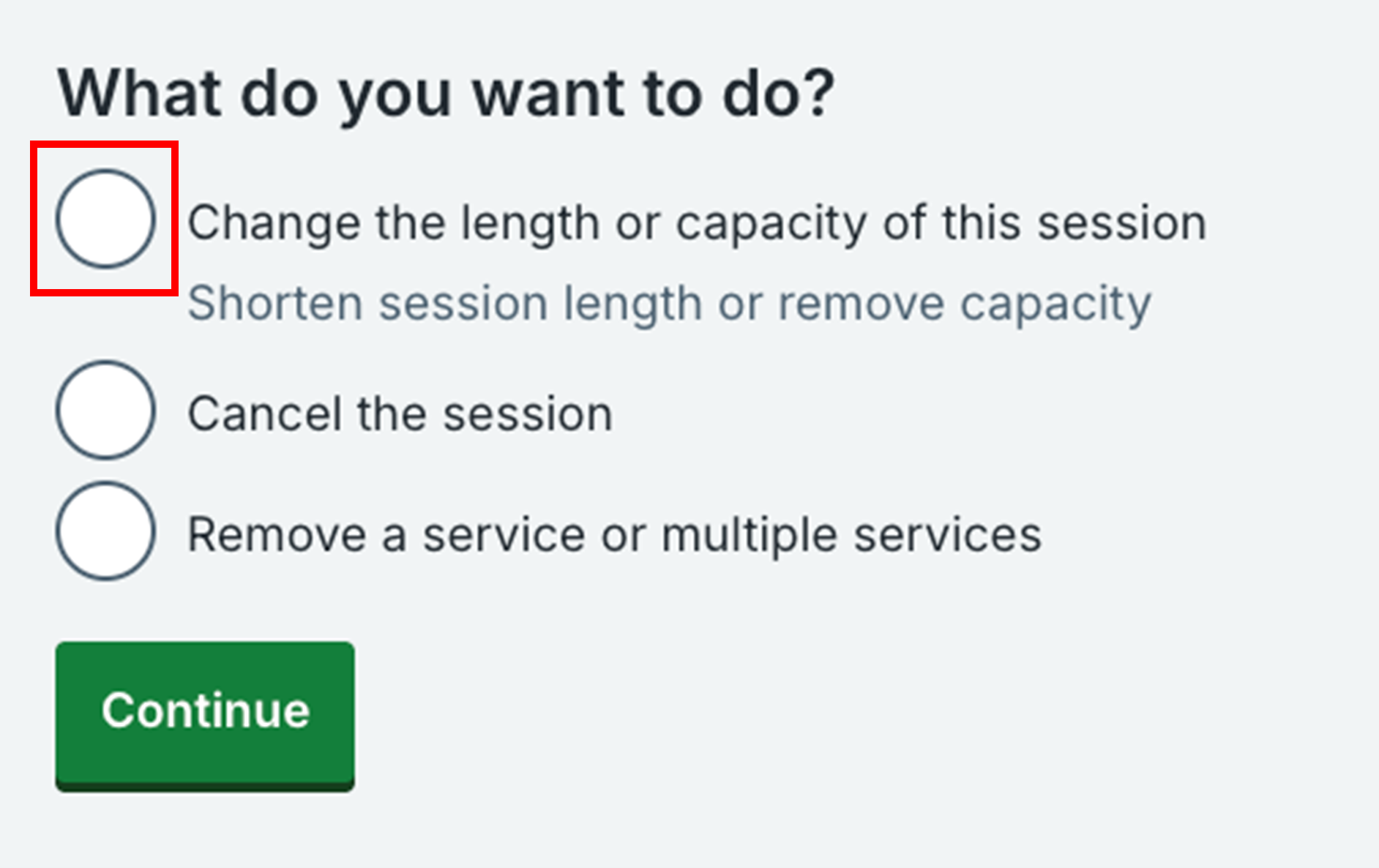 List of change options