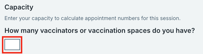 Add number of vaccinators or vaccination spaces screen