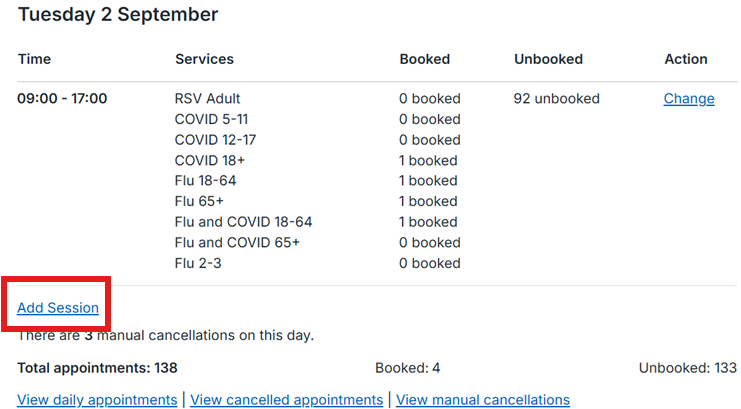 Adding availability - add session
