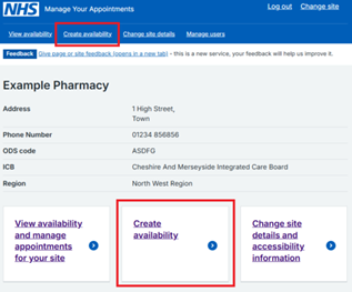 Create availability buttons on landing screen