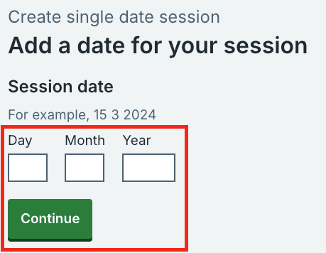 Add a single date screen