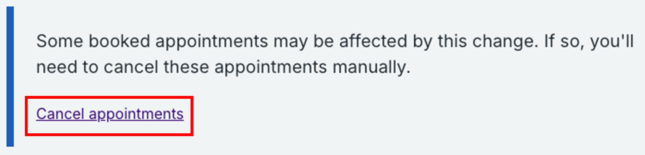 Cancel appointments screen
