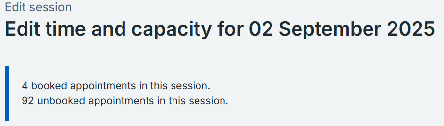 Edit time and capacity