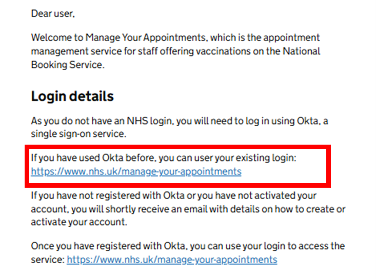 Manage your appointments welcome email