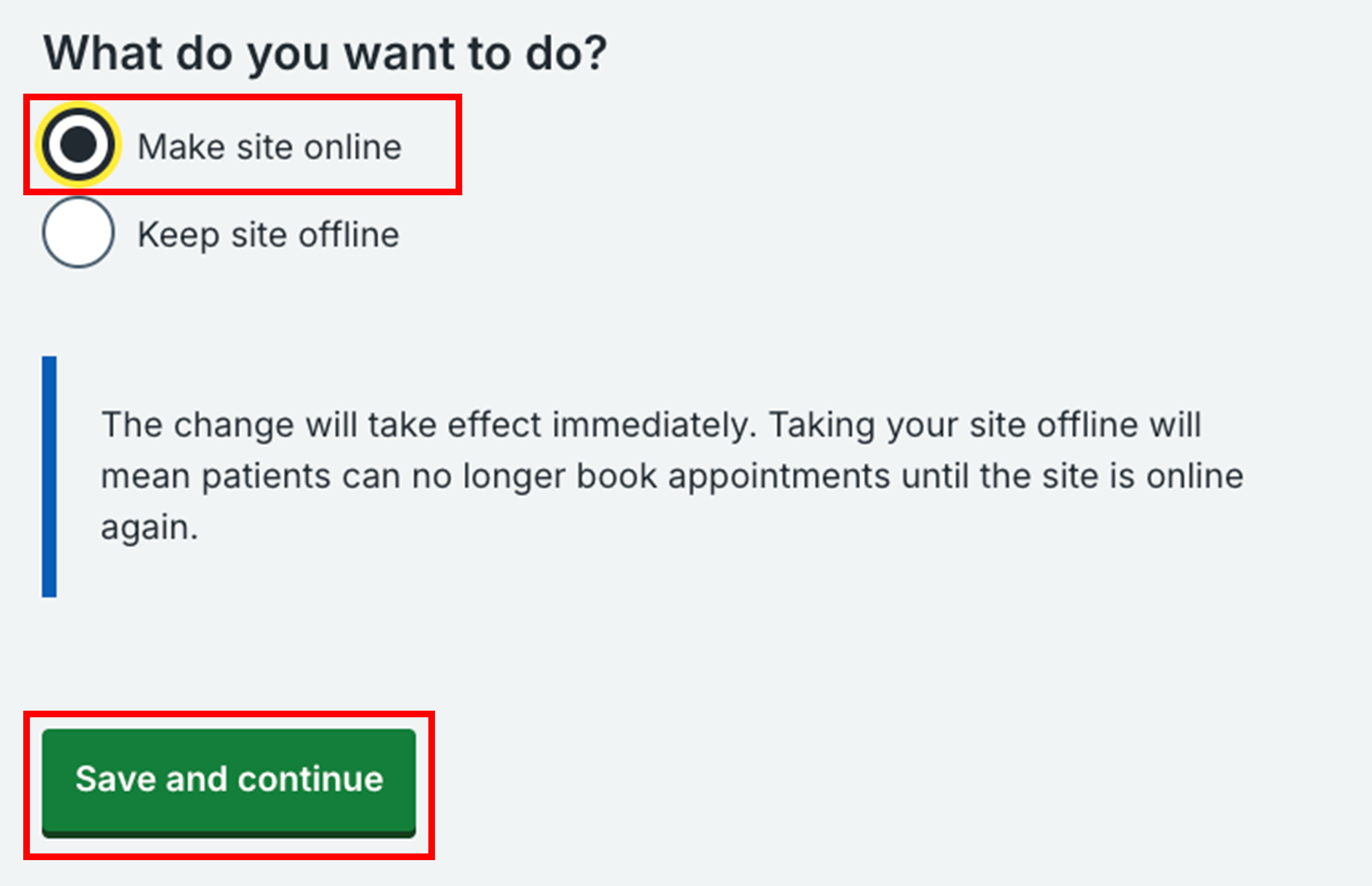 Screenshot of National Booking Service showing how to make a site online