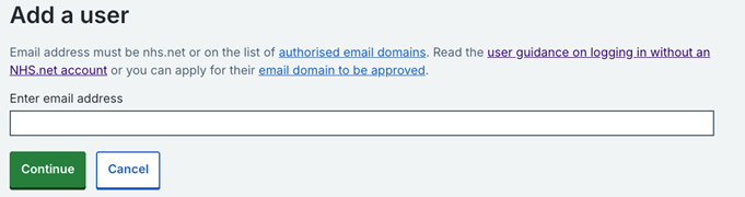 Enter email address for new user