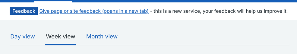 View week and view month tabs