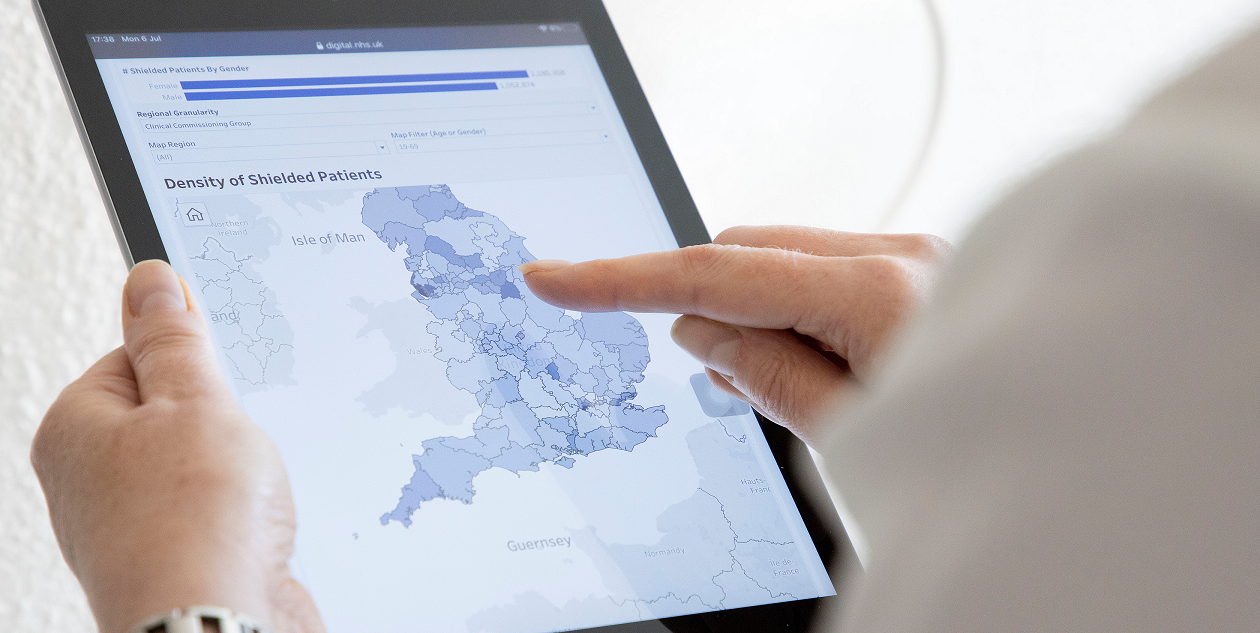 Image of shielded patients Dashboard being viewed on a tablet