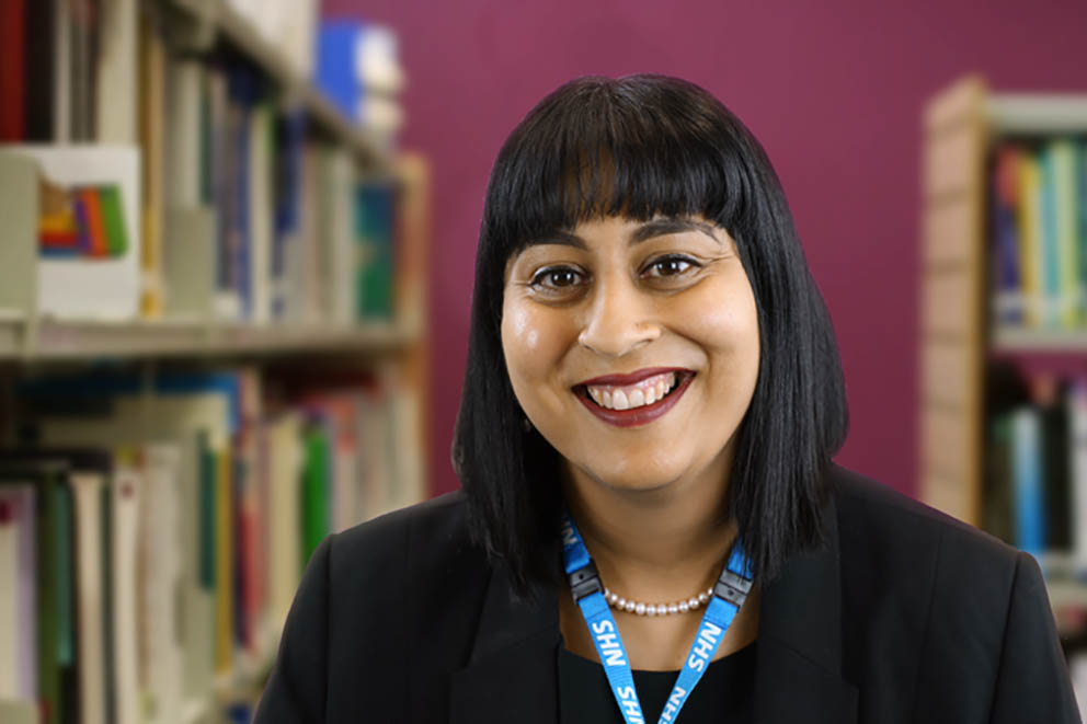 Head and shoulders of Aesha Rahim