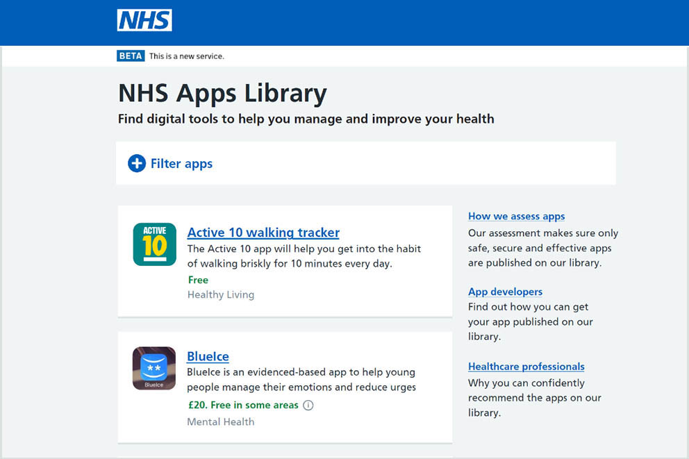 screenshot of Aug 2018 apps library
