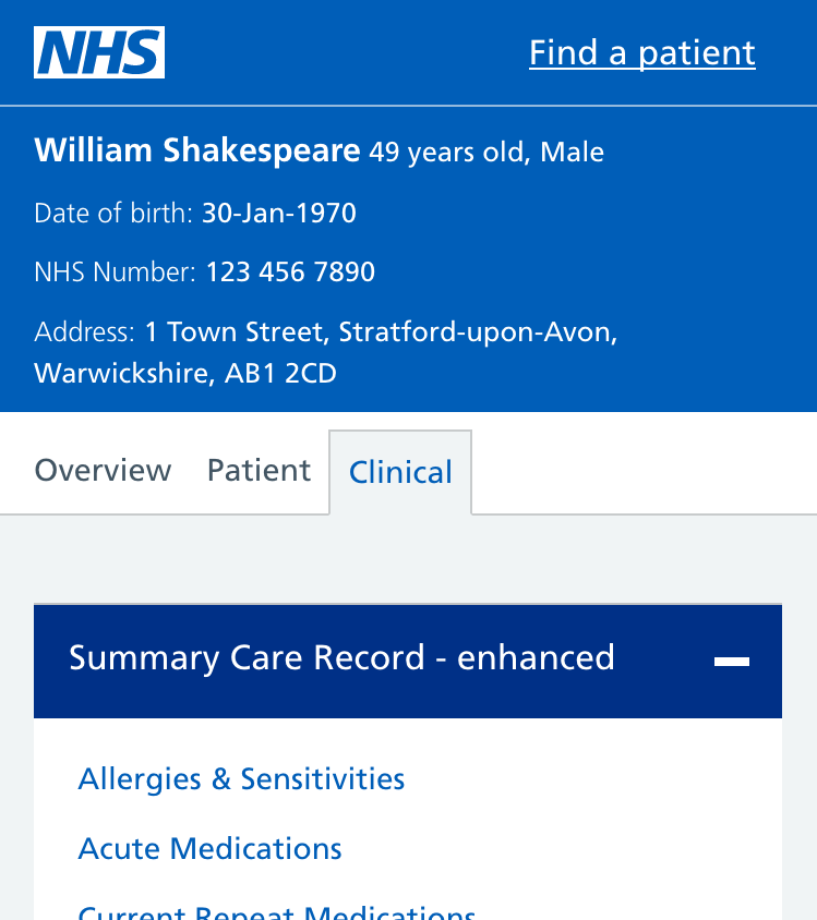 Summary Care Record image