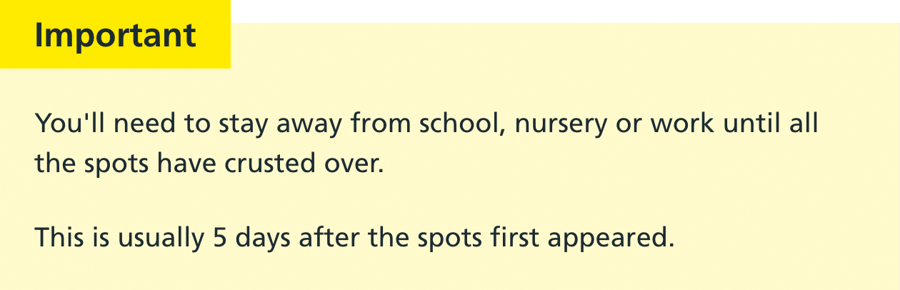 Screenshot from NHS UK website showing an important warning for a user