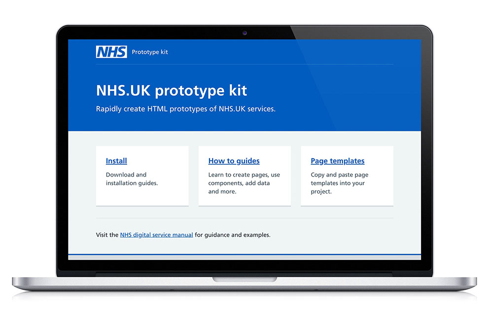 Screenshot of the NHS.UK prototype kit