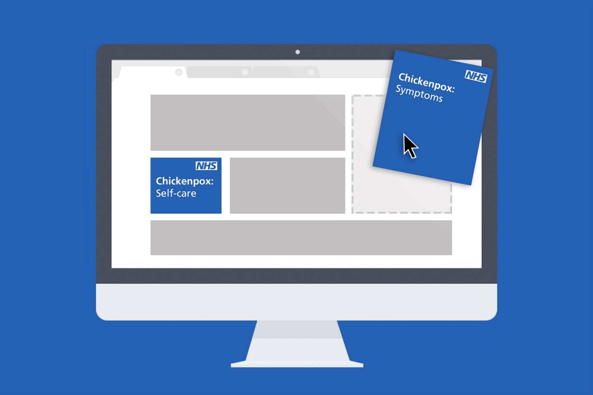 Visual representation of different modules on the NHS.UK website