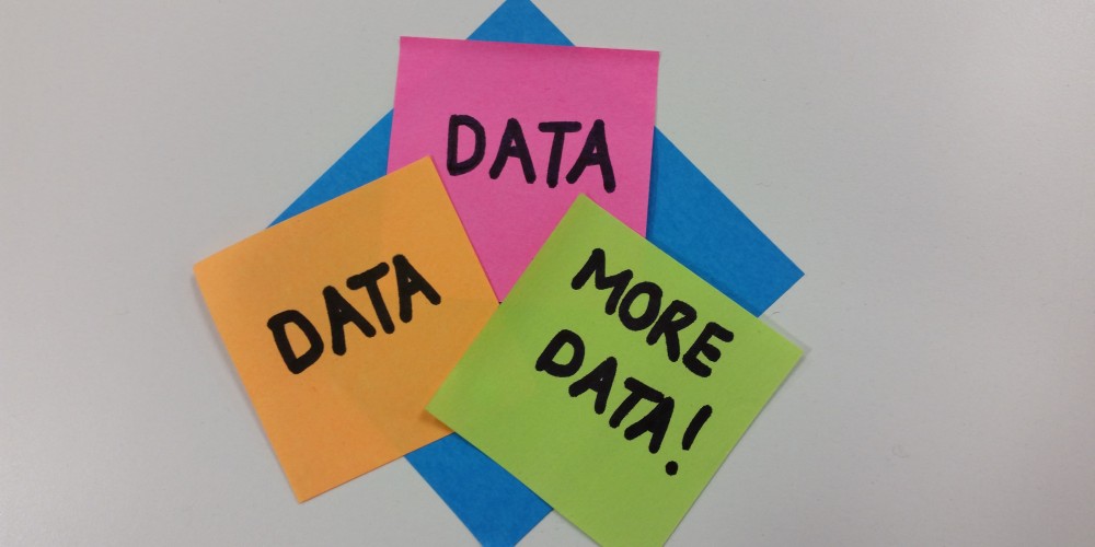 Post it Notes saying Data, Data, and More Data