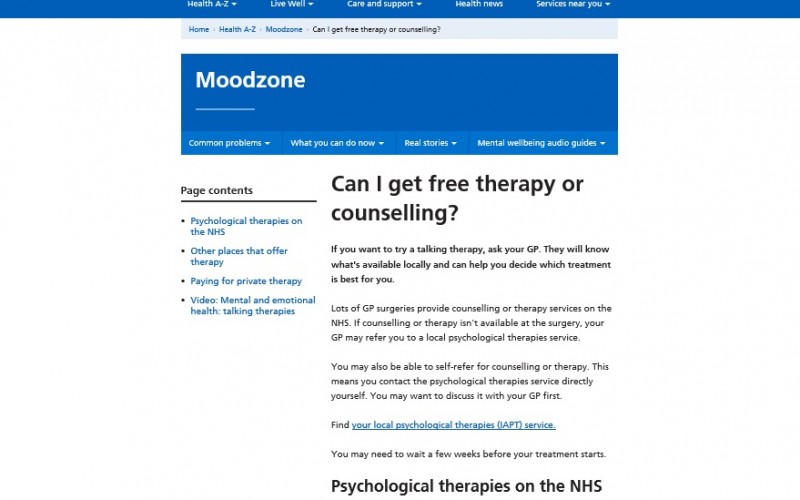 Screenshot of the 'moodzone' online tool