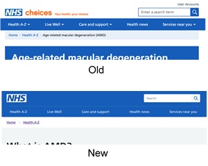 nhs.uk home page before and after